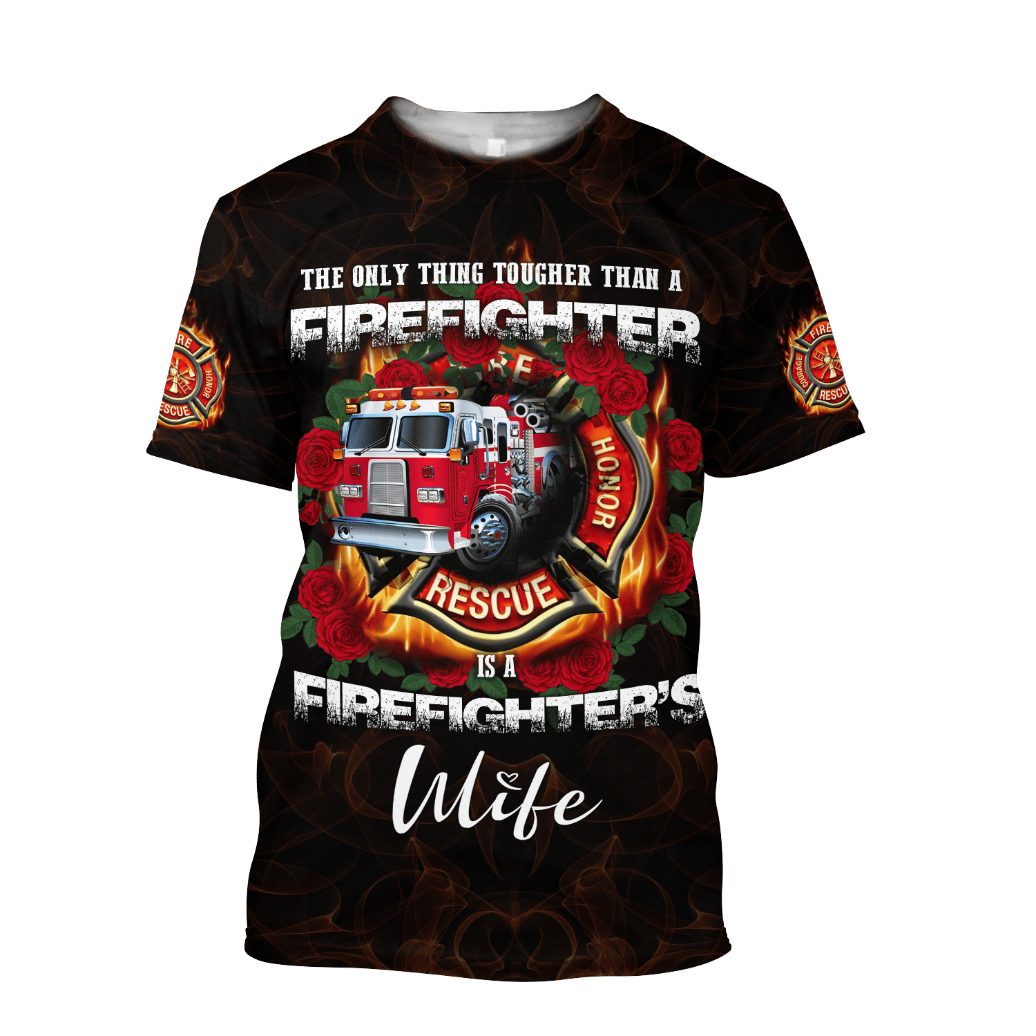 All Over Printed Firefighter's Wife Hoodie DA-MEI