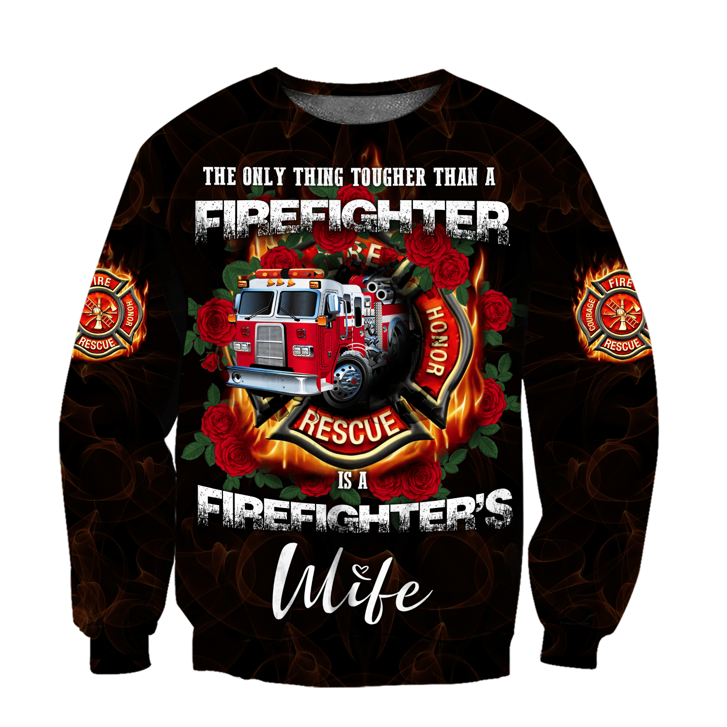 All Over Printed Firefighter's Wife Hoodie DA-MEI