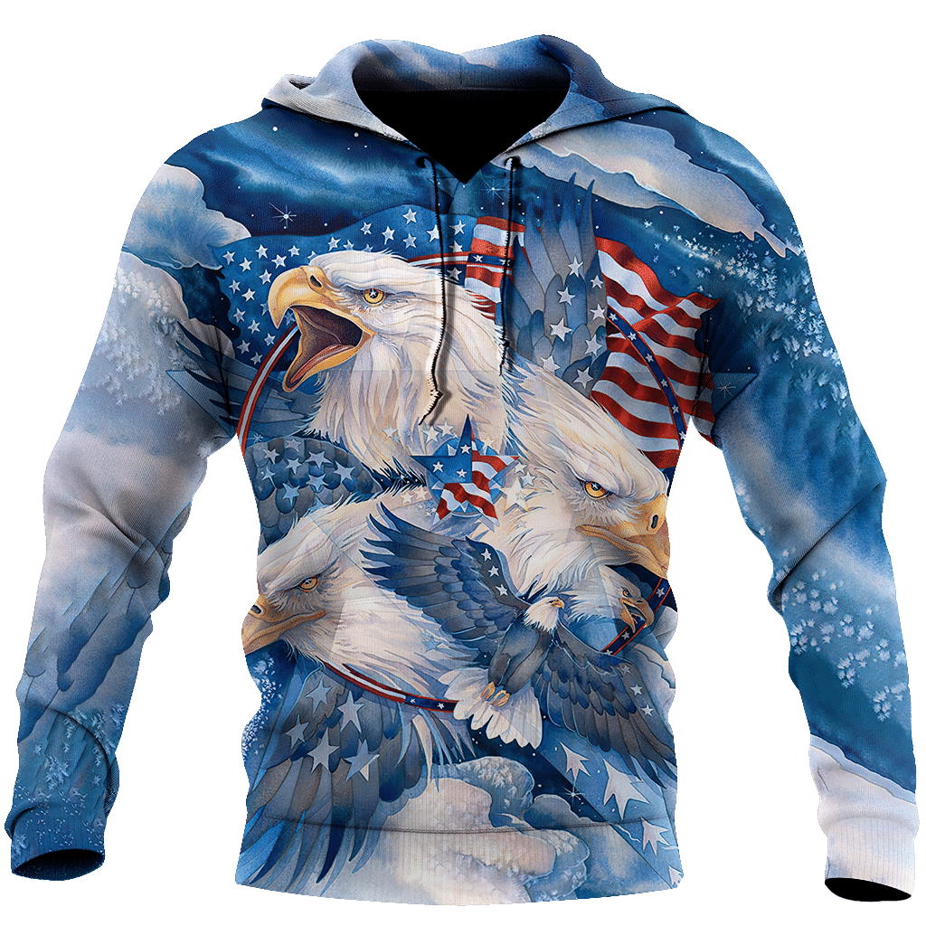 All Over Printed Bald Eagle Hoodie DD-MEI