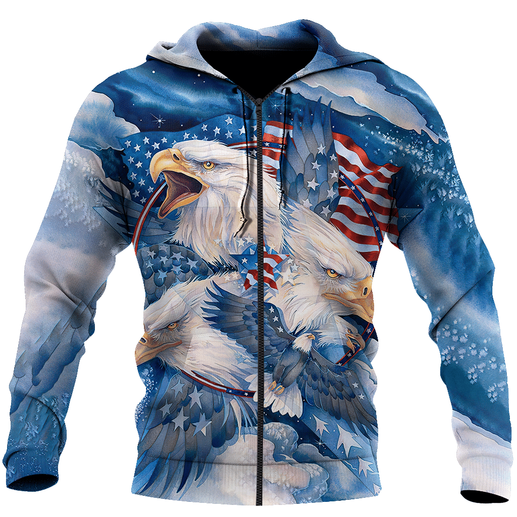 All Over Printed Bald Eagle Hoodie DD-MEI