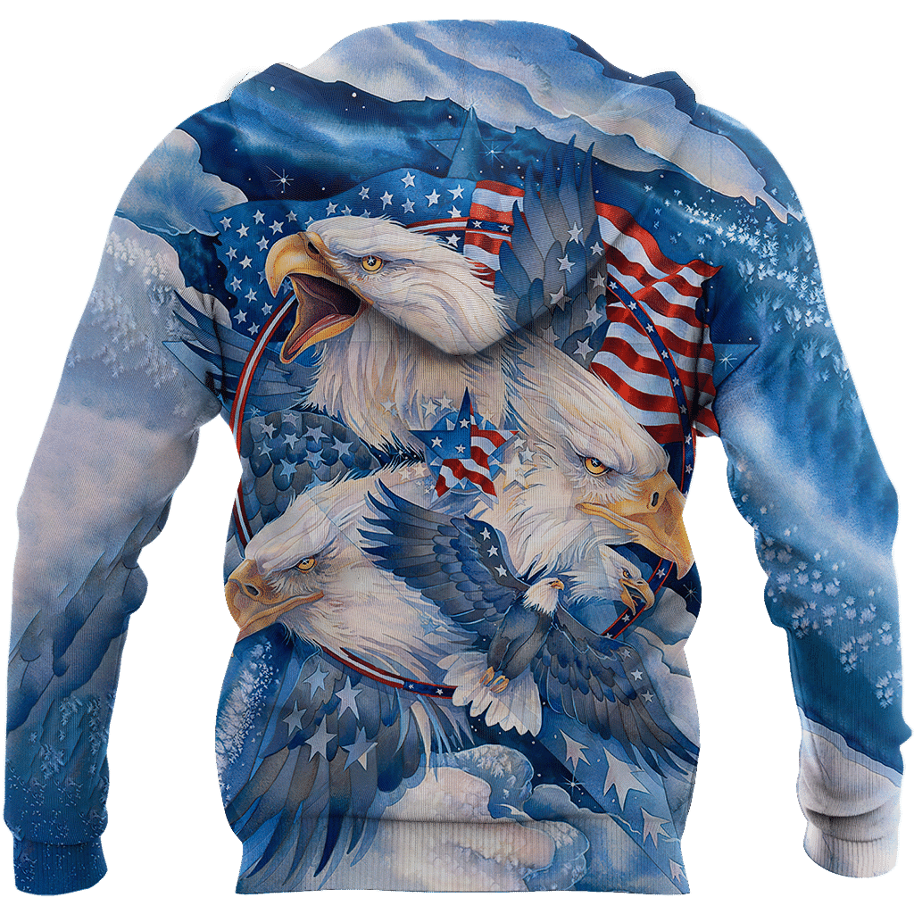 All Over Printed Bald Eagle Hoodie DD-MEI