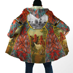 Rooster Floral All Over Printed Unisex Deluxe Hoodie ML