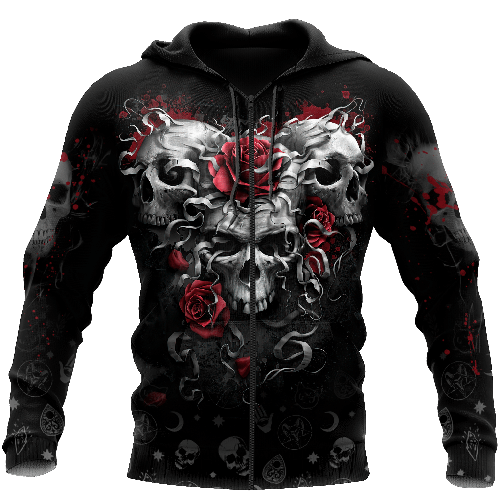 Heart Of Roses Skull Hoodie For Men And Women TNA