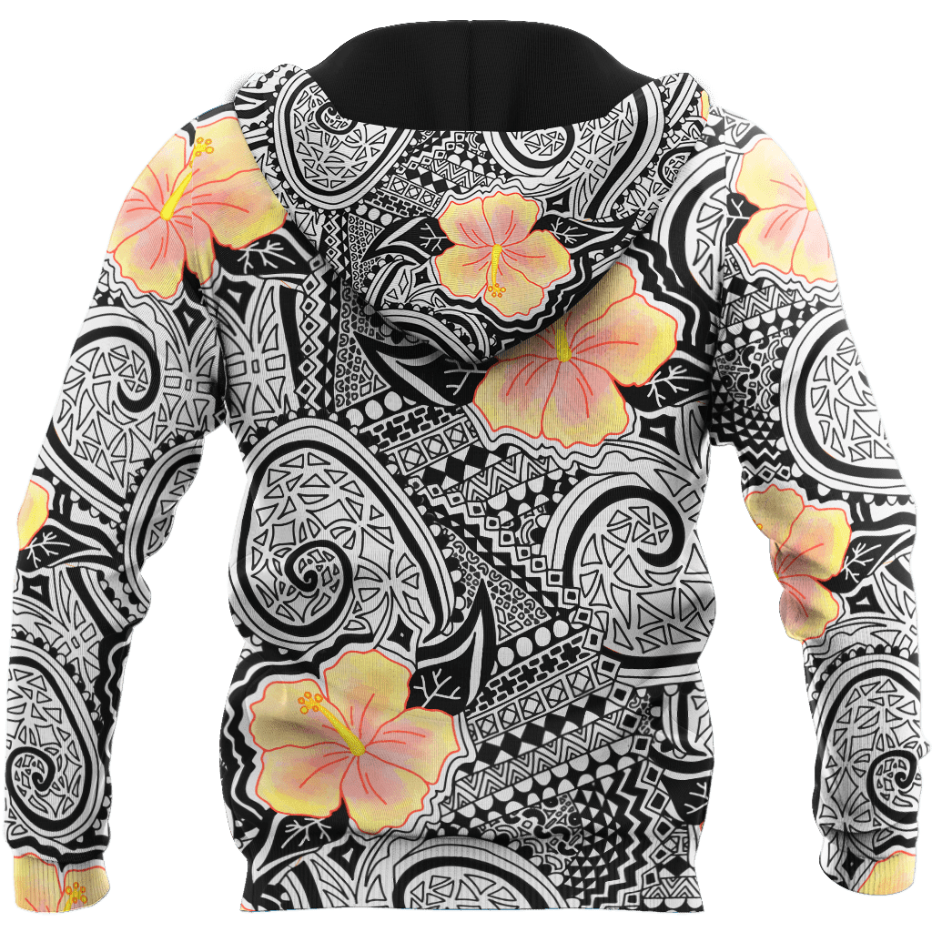 Amazing Polynesian Tattoo And Hibiscus Unisex Deluxe Hoodie ML