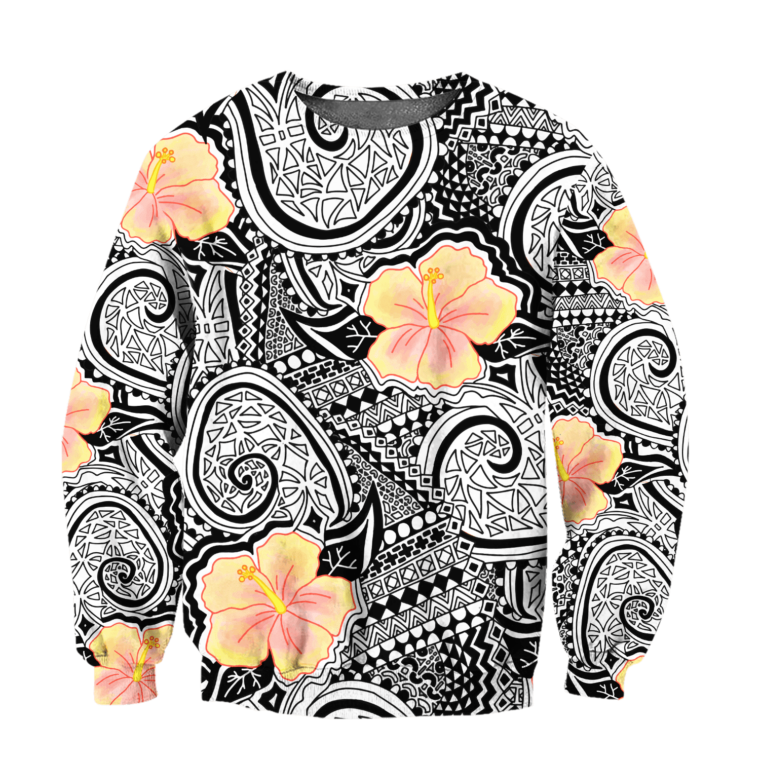 Amazing Polynesian Tattoo And Hibiscus Unisex Deluxe Hoodie ML