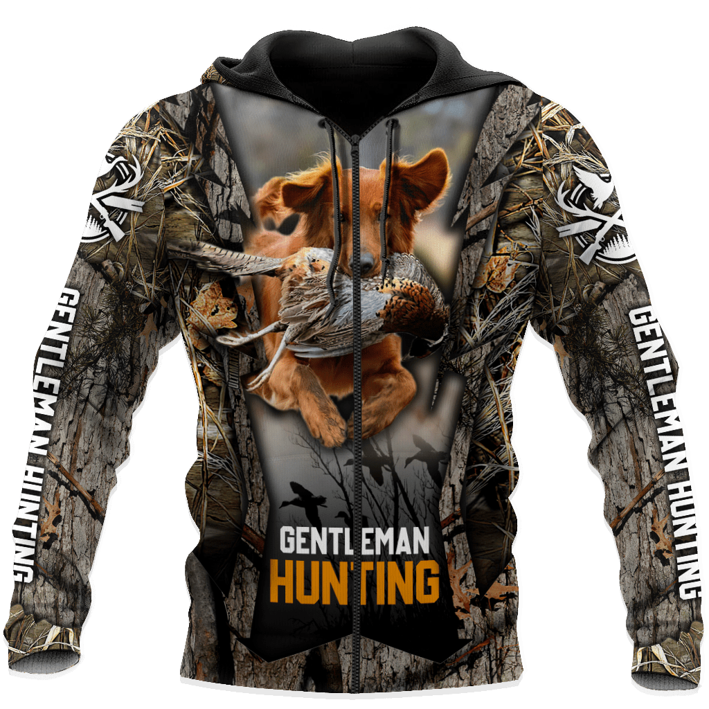 Hunting Dog D Over Printed Unisex Deluxe Hoodie ML