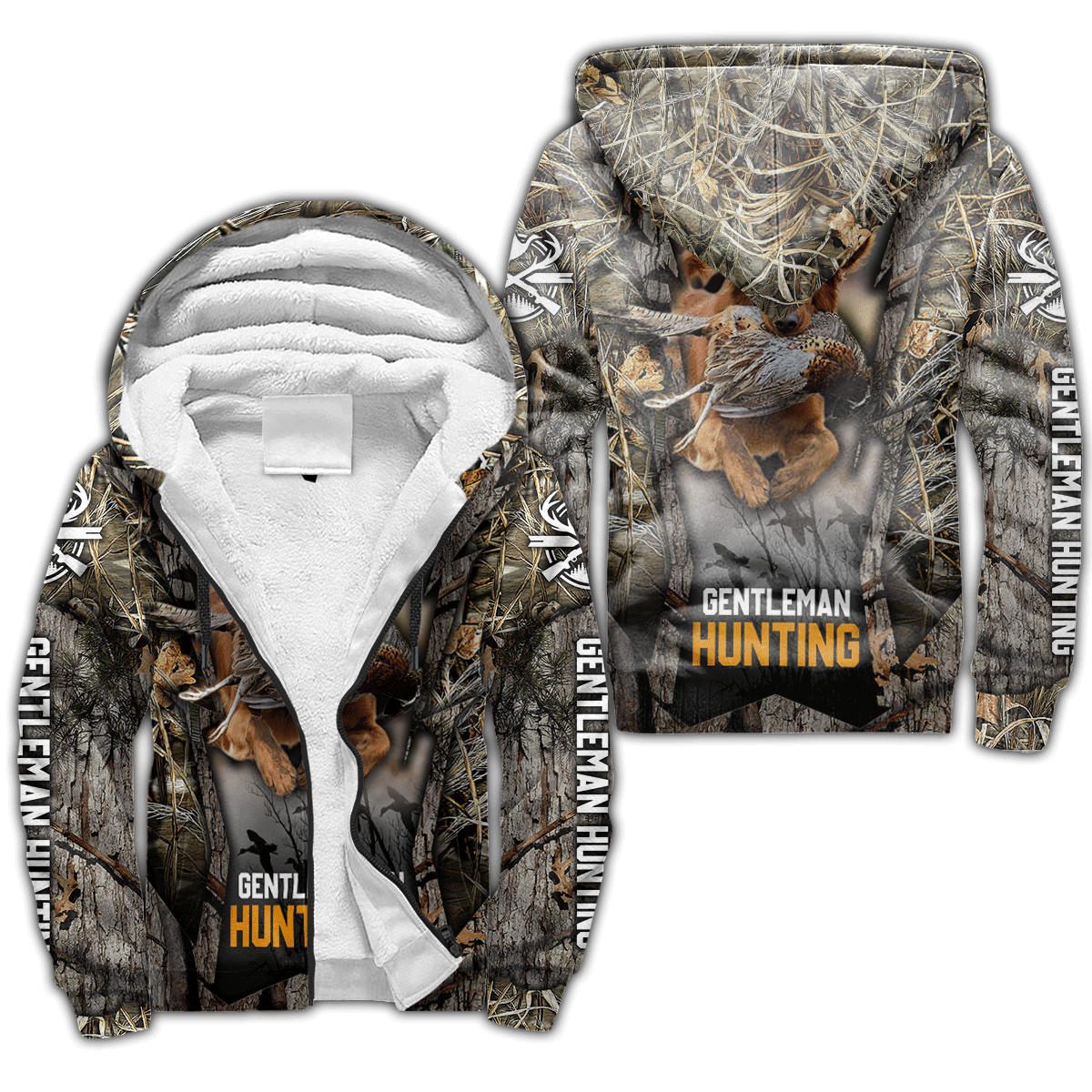 Hunting Dog D Over Printed Unisex Deluxe Hoodie ML