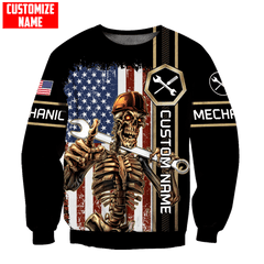 Personalized Name American Mechanic Skull Unisex Shirts