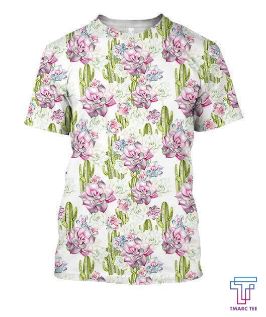 All Over Printing Cactus Have violet Flower Shirt