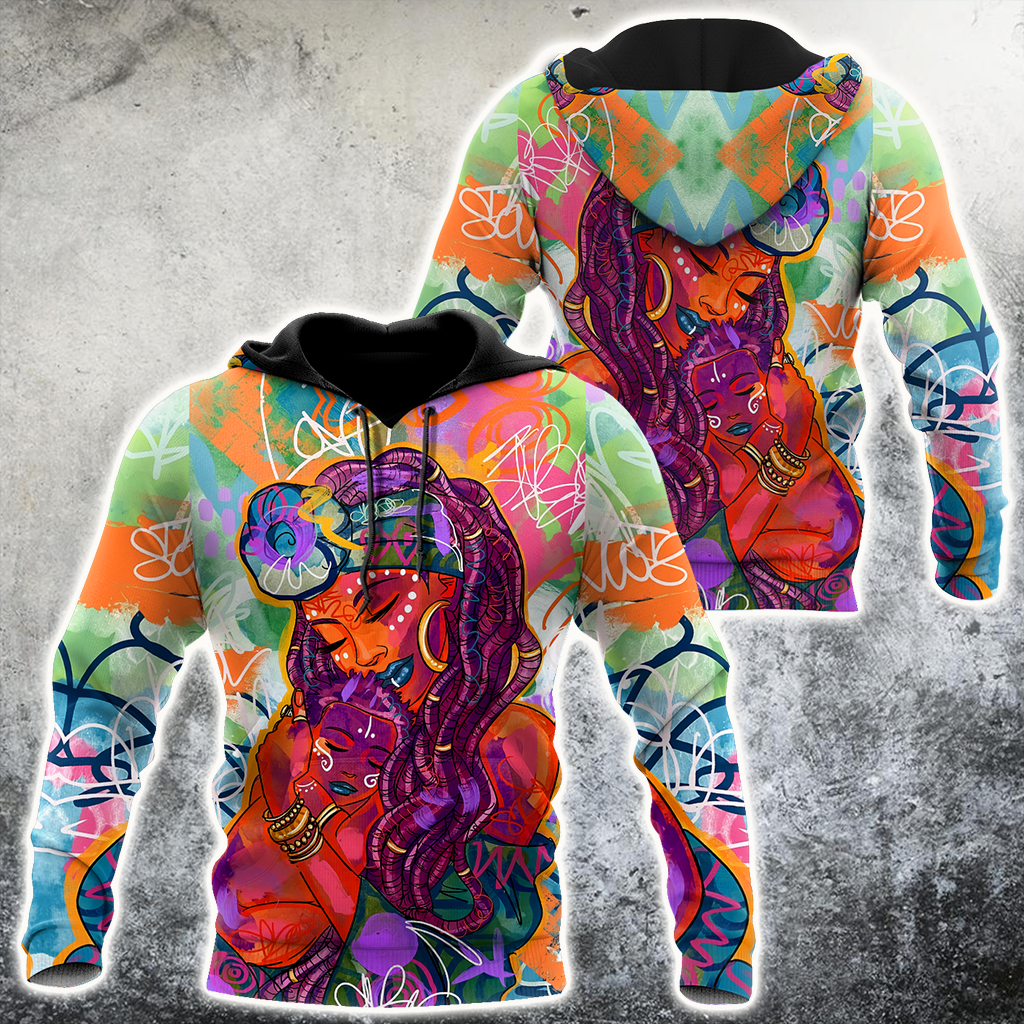 African Strong Mom And Son Unisex Deluxe Hoodie ML