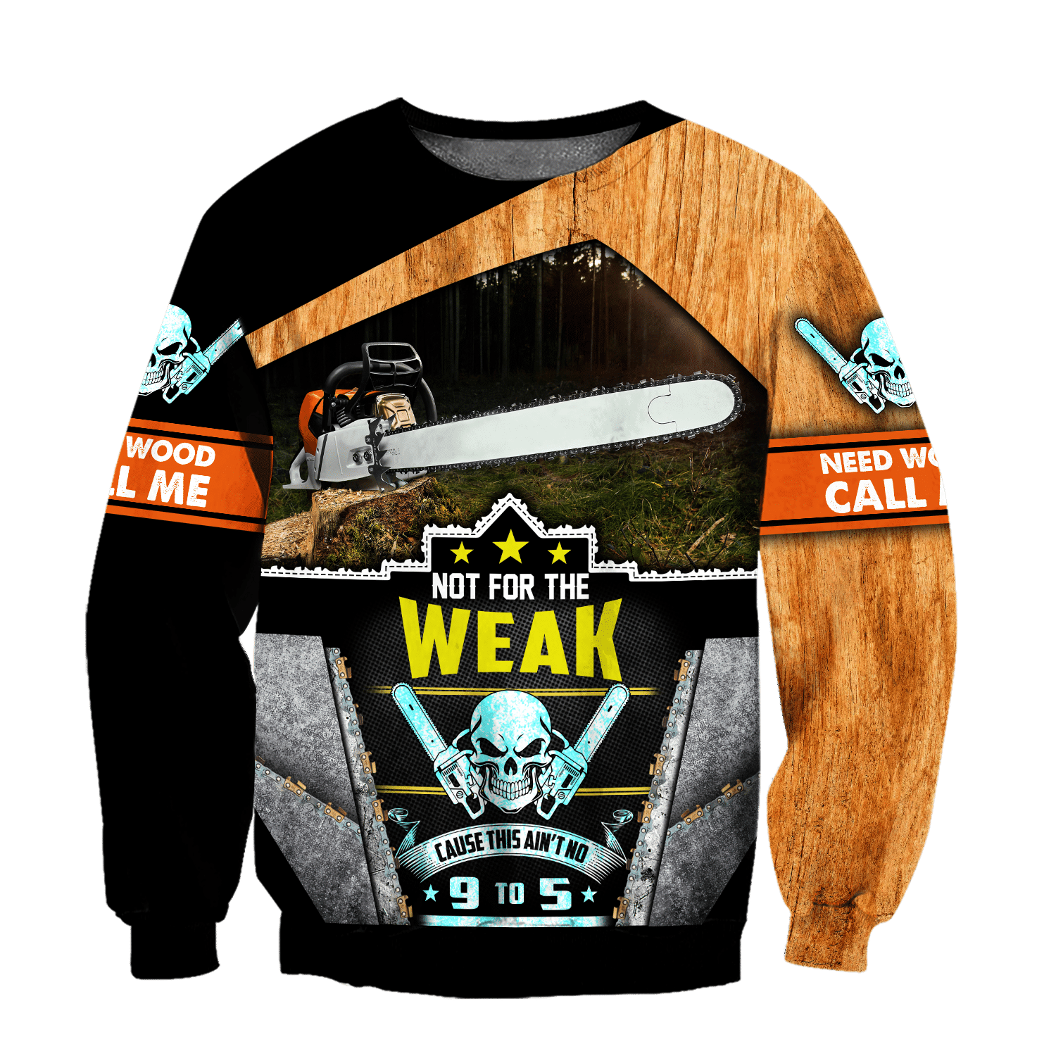 All Over Printed Chainsaw Need Wood Call Me Hoodie MEI-MEI