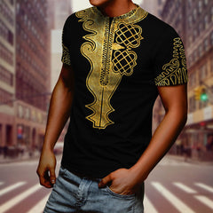 African Golden Dashiki Pattern D Over Printed Unisex Deluxe Hoodie ML