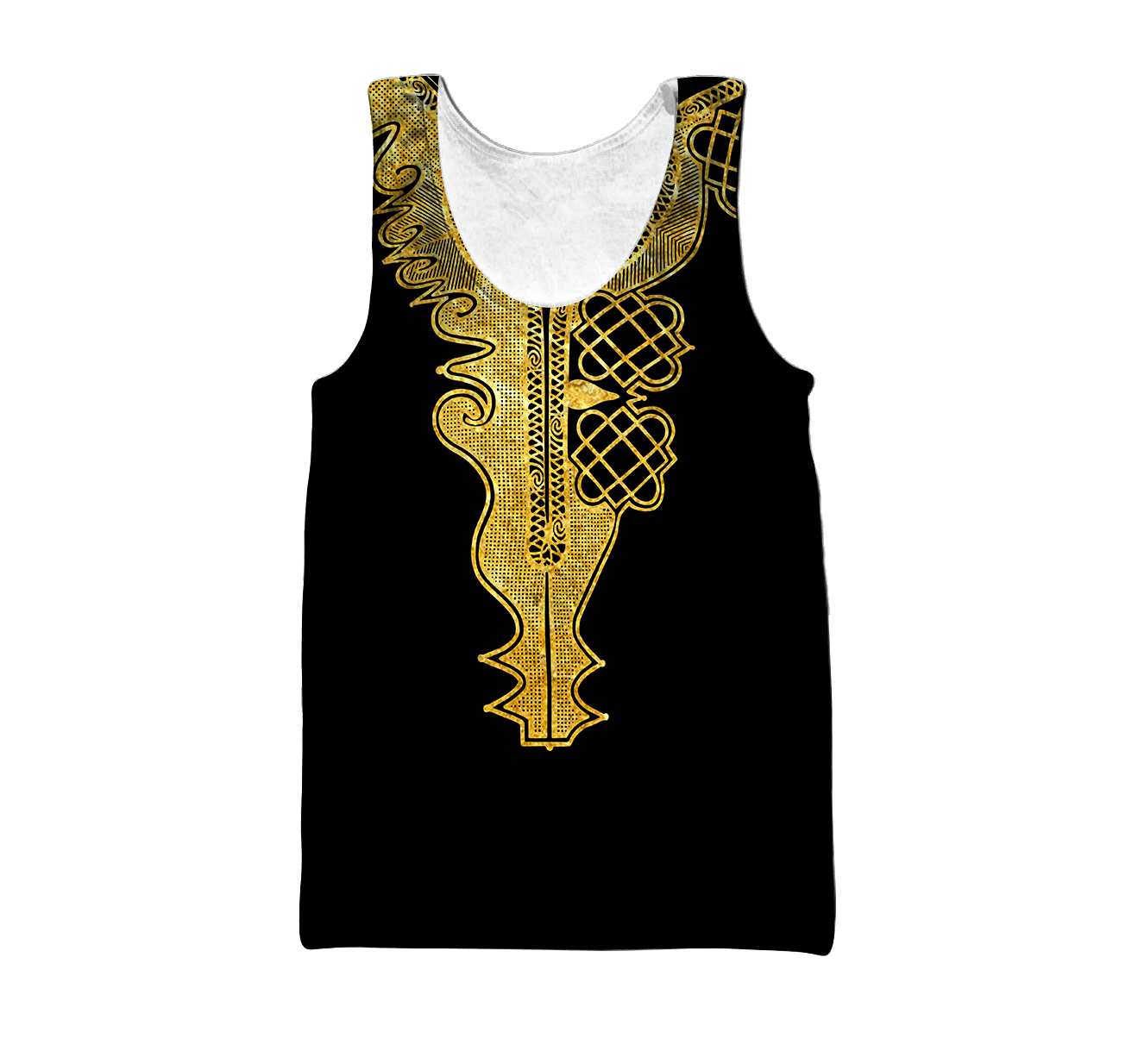 African Golden Dashiki Pattern D Over Printed Unisex Deluxe Hoodie ML