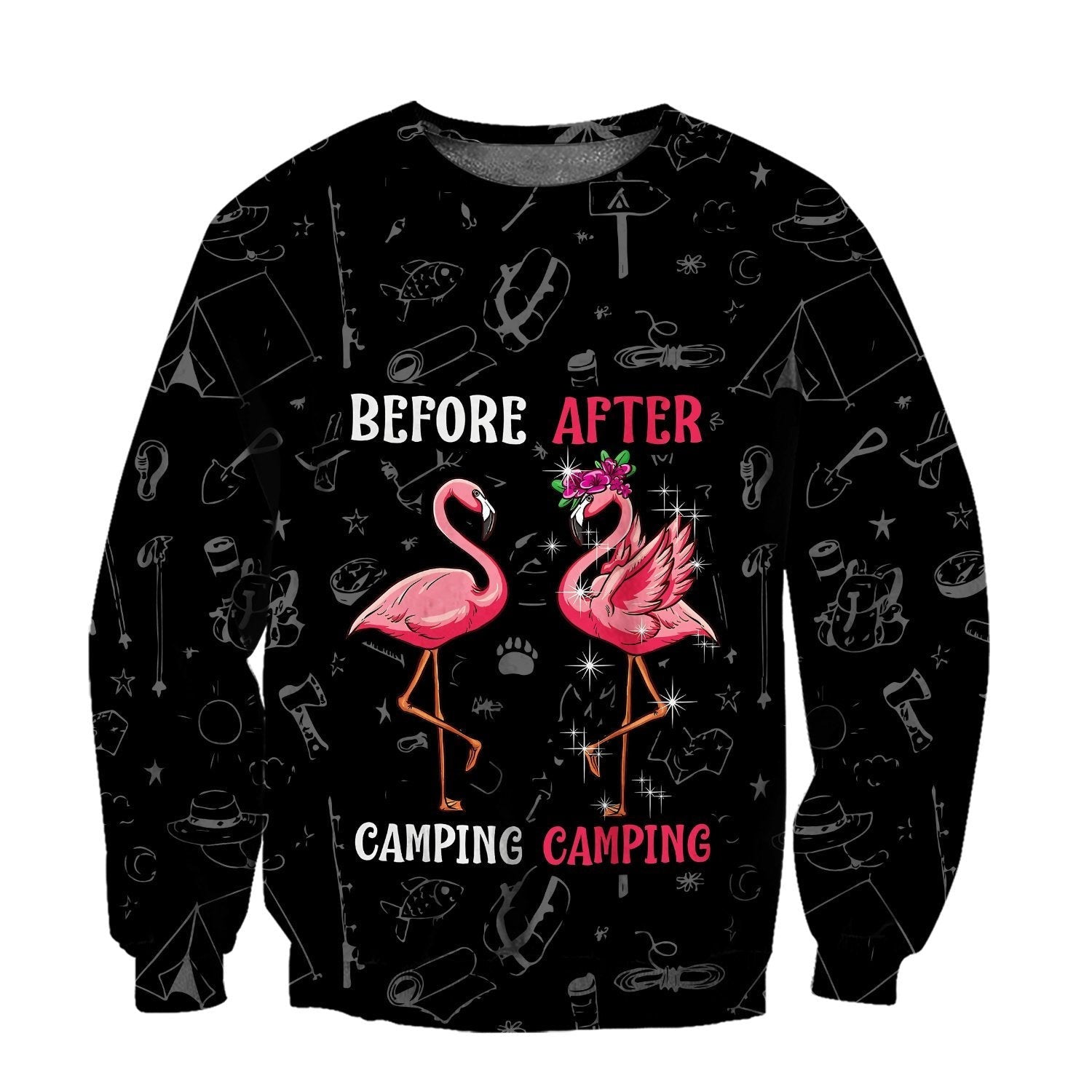 Beautiful All Over Printed Flamingo Before And After Camping Hoodie MH-MEI