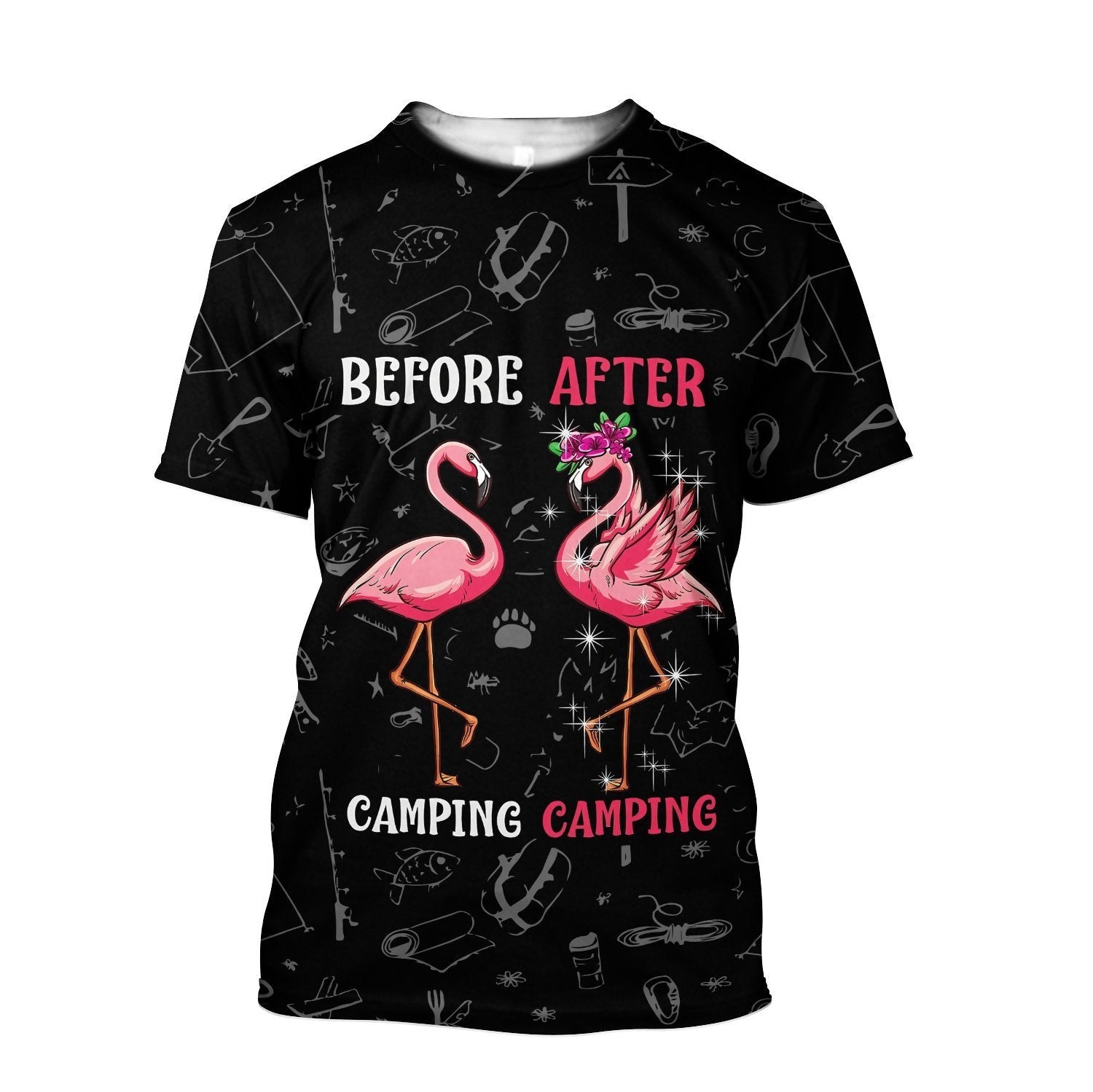 Beautiful All Over Printed Flamingo Before And After Camping Hoodie MH-MEI