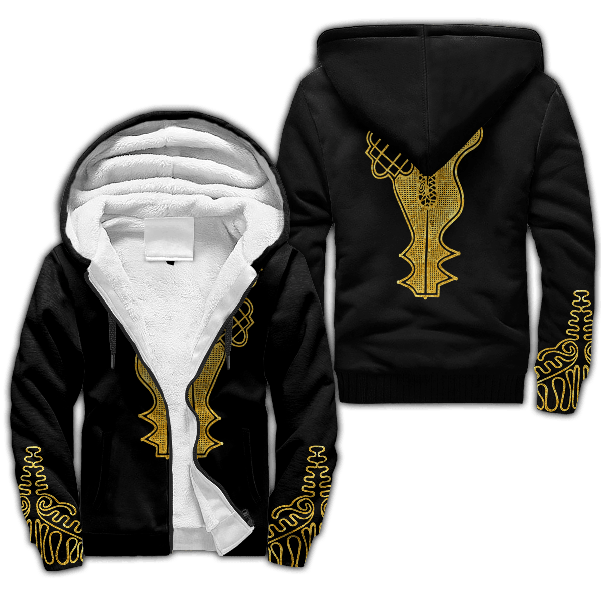 African Golden Dashiki Pattern D Over Printed Unisex Deluxe Hoodie ML