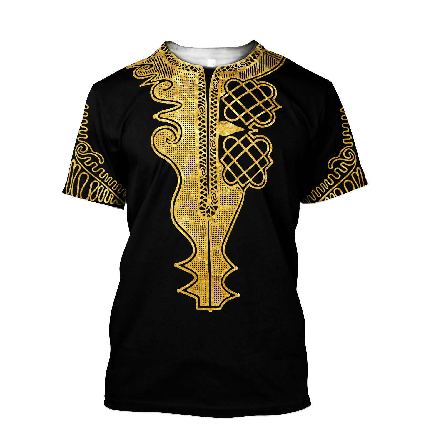 African Golden Dashiki Pattern D Over Printed Unisex Deluxe Hoodie ML