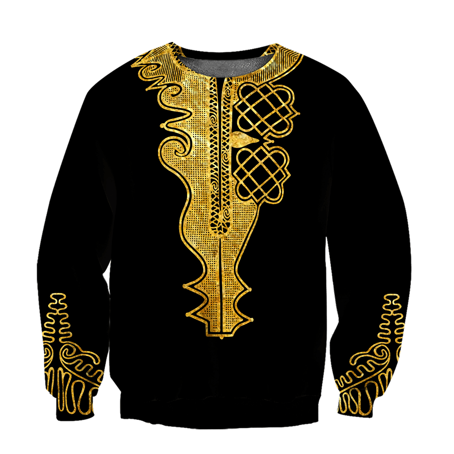 African Golden Dashiki Pattern D Over Printed Unisex Deluxe Hoodie ML