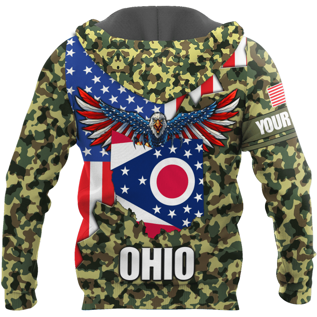 American Ohio Personalize D Over Printed Unisex Deluxe Hoodie ML