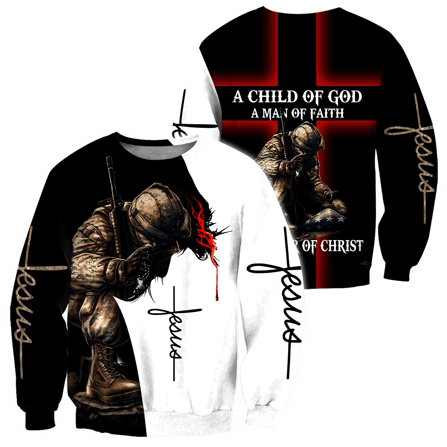 Jesus Christ Veteran Printed Hoodie, T-Shirt for Men and Women