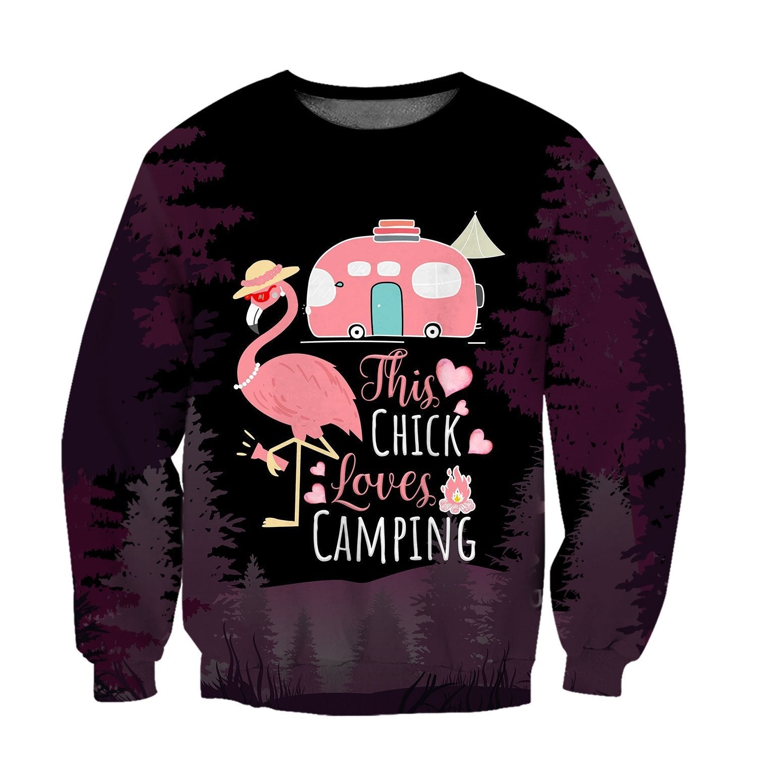 All Over Print This Chick Loves Camping Hoodie For Women -MEI