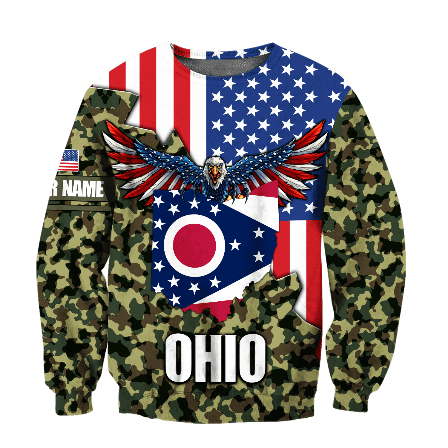 American Ohio Personalize D Over Printed Unisex Deluxe Hoodie ML