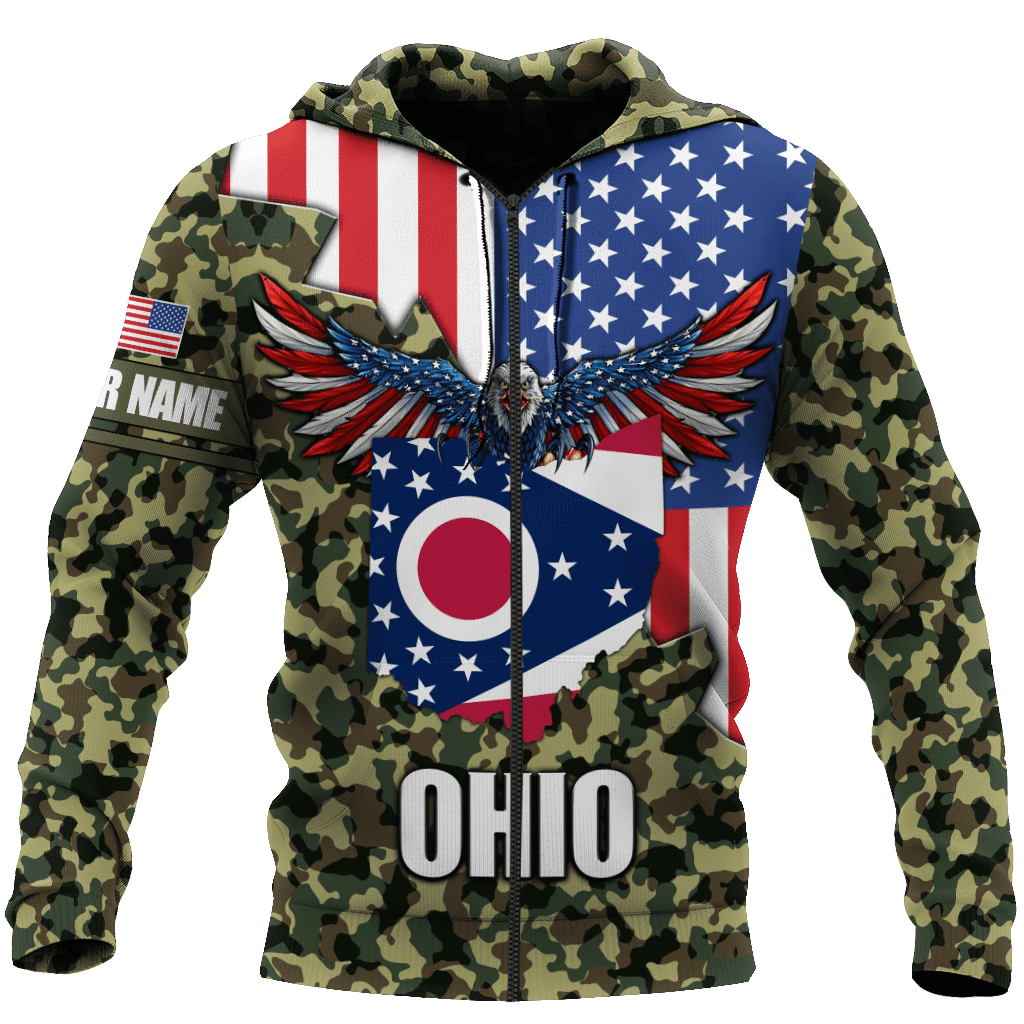 American Ohio Personalize D Over Printed Unisex Deluxe Hoodie ML