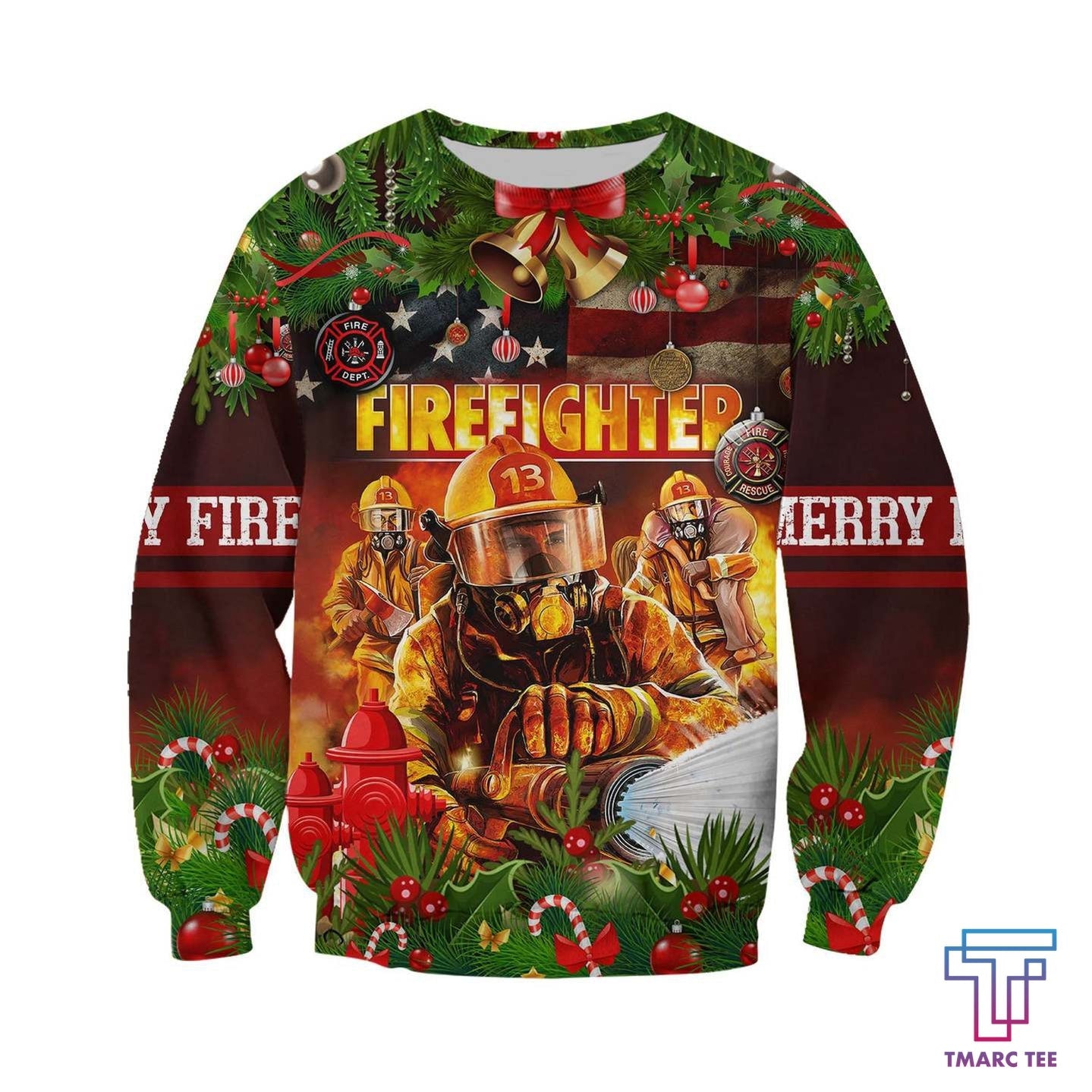 CHRISTMAS FIREFIGHTER D ALL OVER PRINTED SHIRTS MP