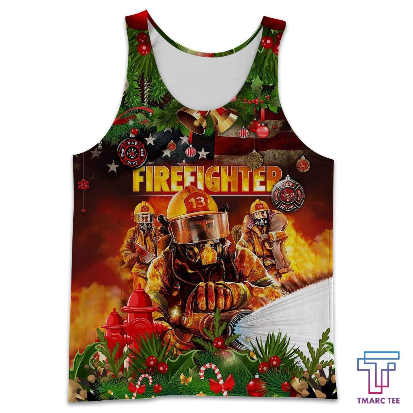 CHRISTMAS FIREFIGHTER 3D ALL OVER PRINTED SHIRTS MP