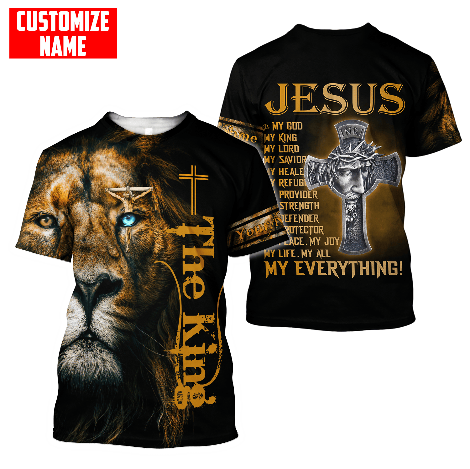 Personalized Name Jesus Lion Unisex Shirts