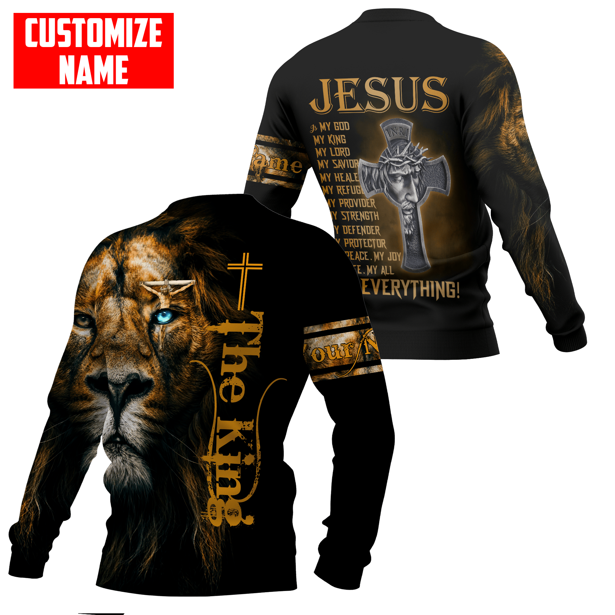 Personalized Name Jesus Lion Unisex Shirts