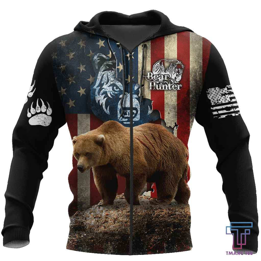 Bear hunter camo 3D all over printed shirts for men and women Pi PL