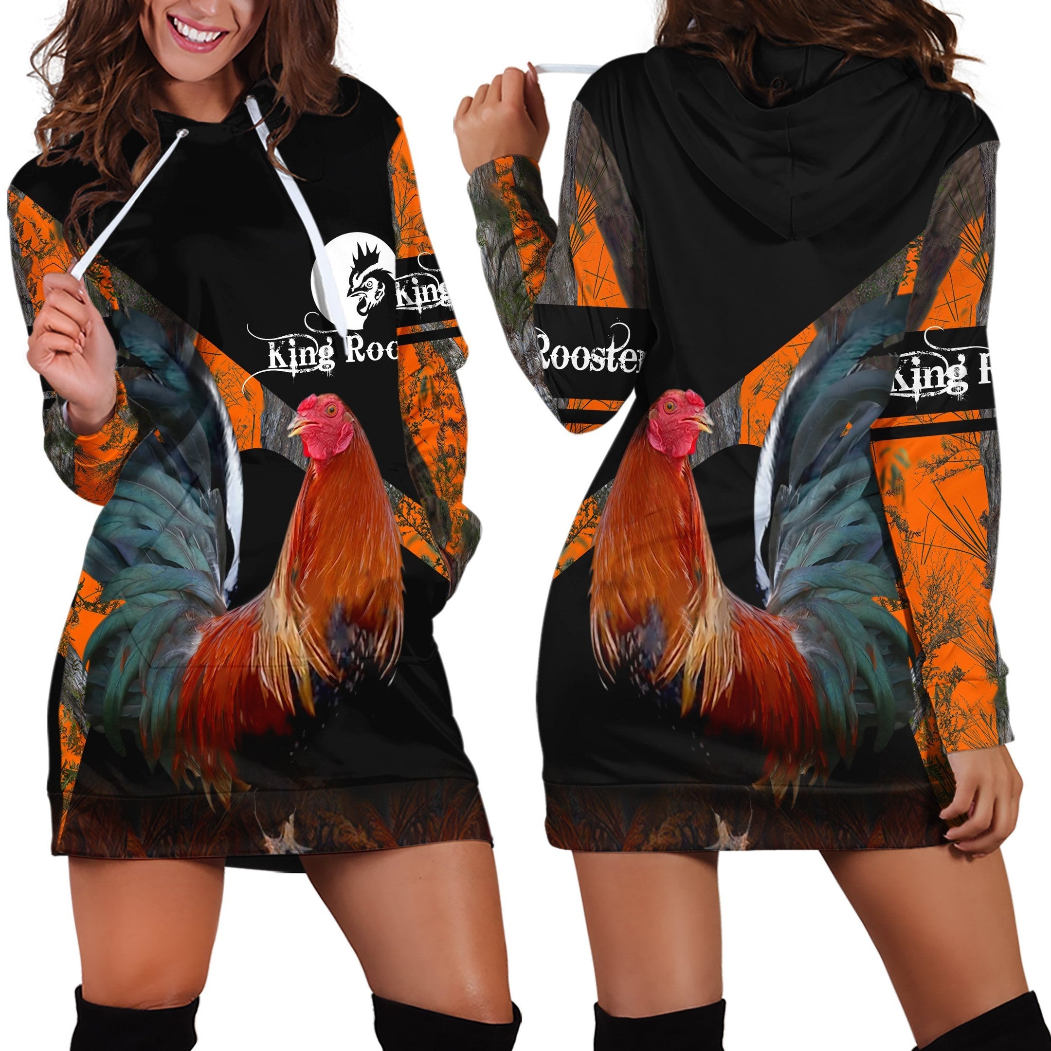 Rooster King Camo III All Over Printed Unisex Deluxe Hoodie ML