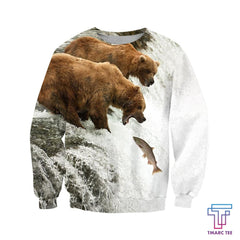 Bear hunts fish D all over printer shirts for man and women JJ PL