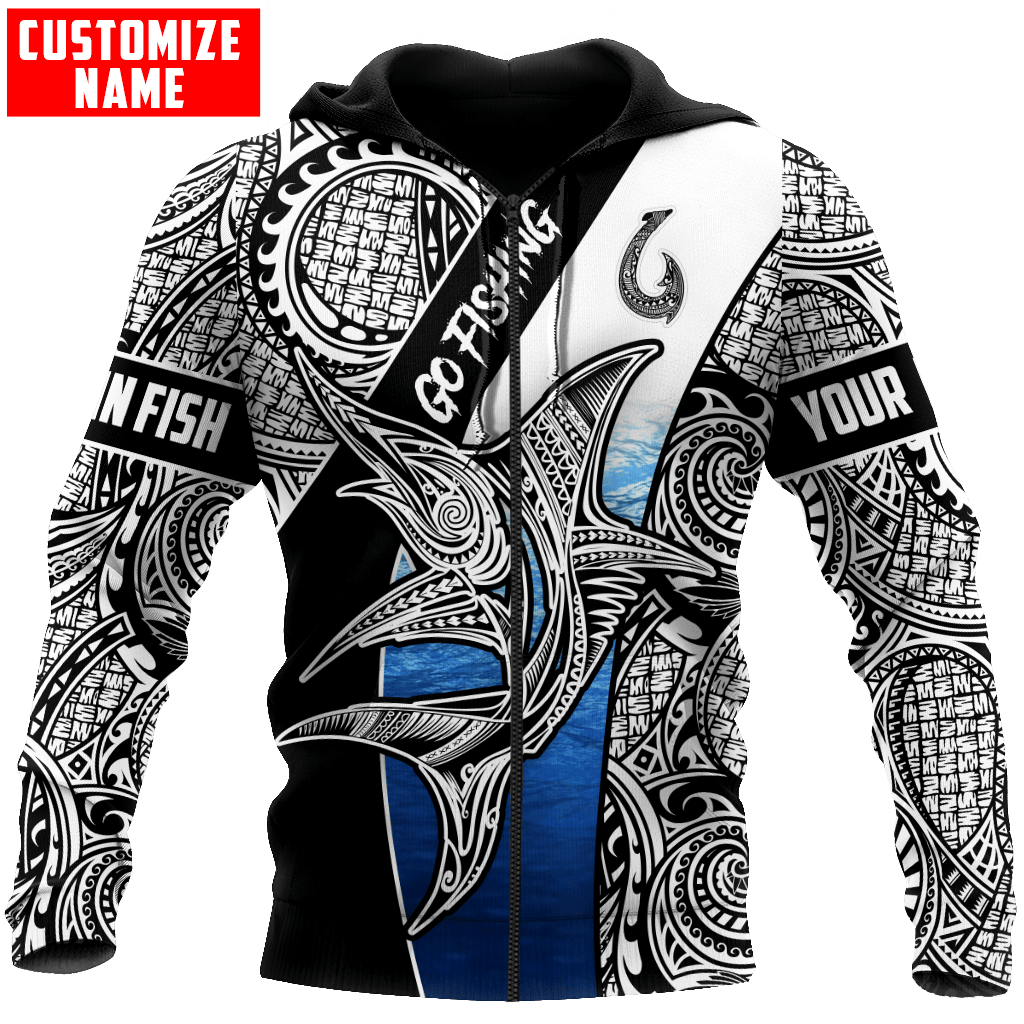 Amazing Polynesian Go Fishing Marlin Fish Personalized Unisex Deluxe Hoodie ML