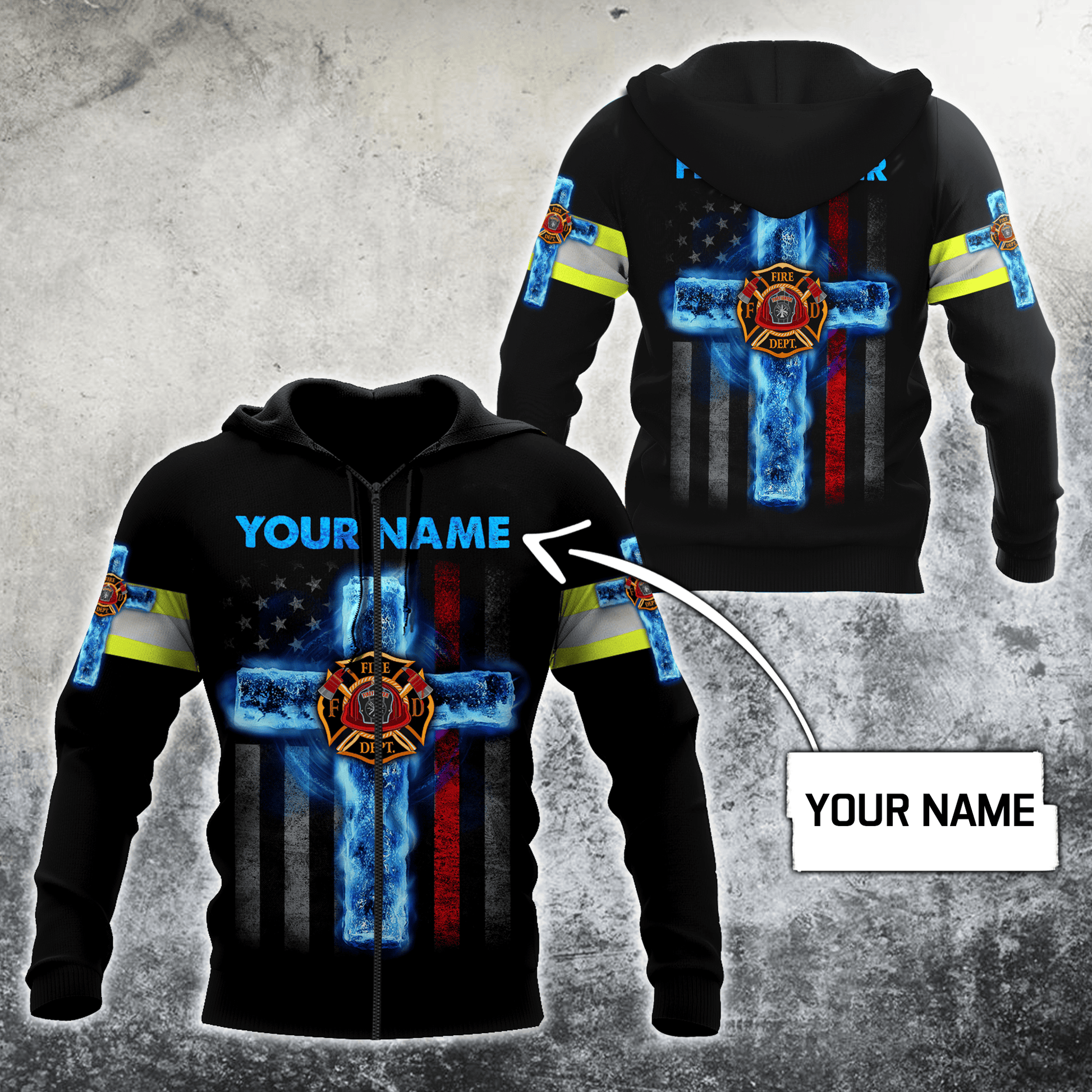 Customize Name Jesus And Firefighter D All Printed Hoodie For Men And Women MH