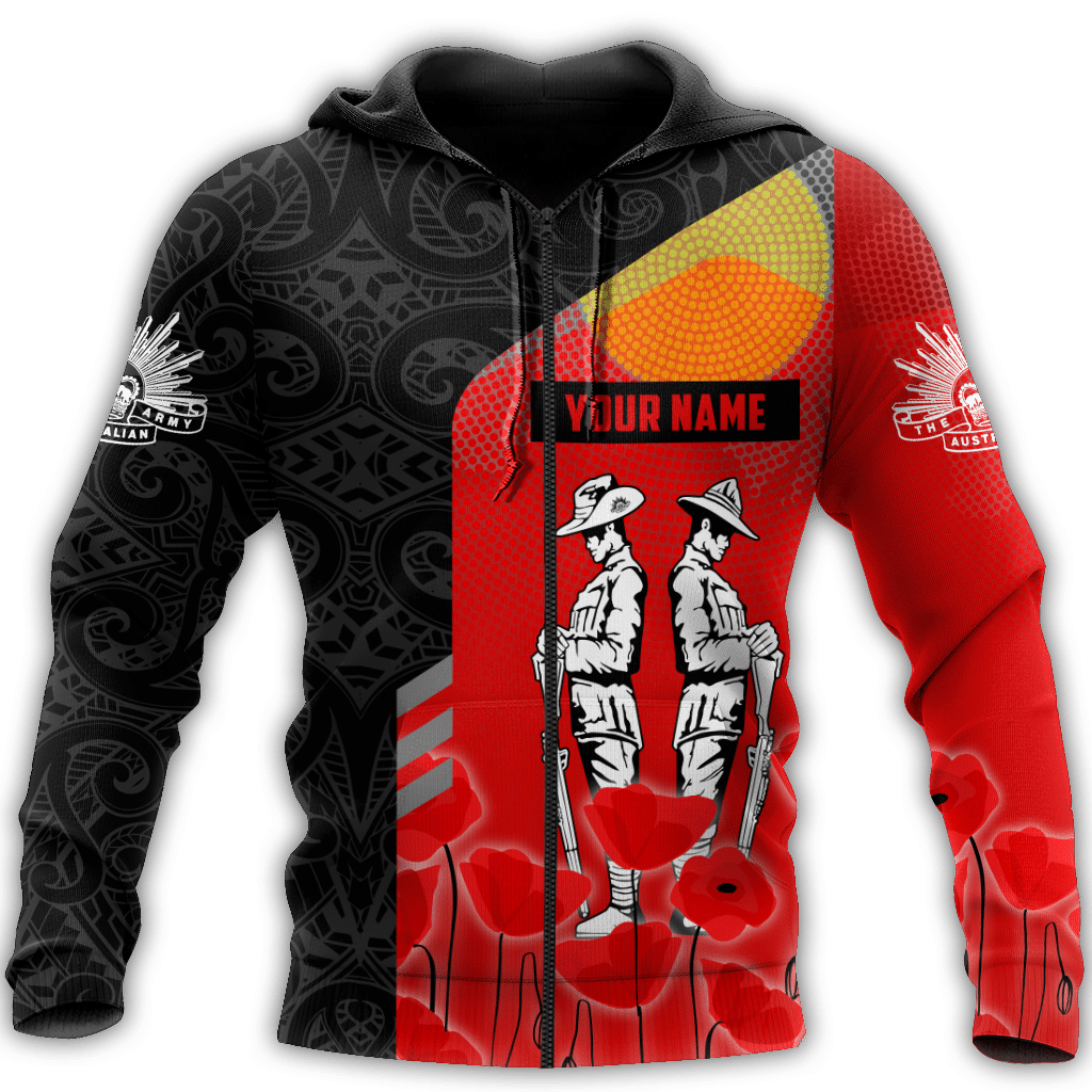 Premium Unisex Hoodie Personalized Remember Anzac Day Maori Tattoo And Aboriginal ML