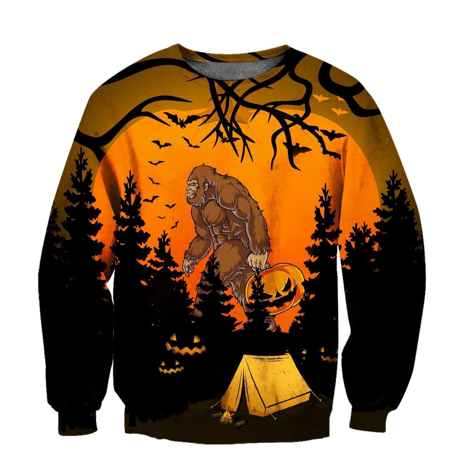 Beautiful All Over Printed Halloween Camping Big Foot Hoodie DQB-MEI