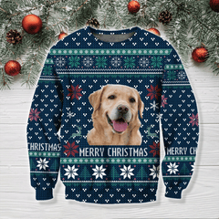 Merry Christmas Personalized Pet Photo 3D All Over Print Unisex Hoodie, Christmas Gifts For Dog