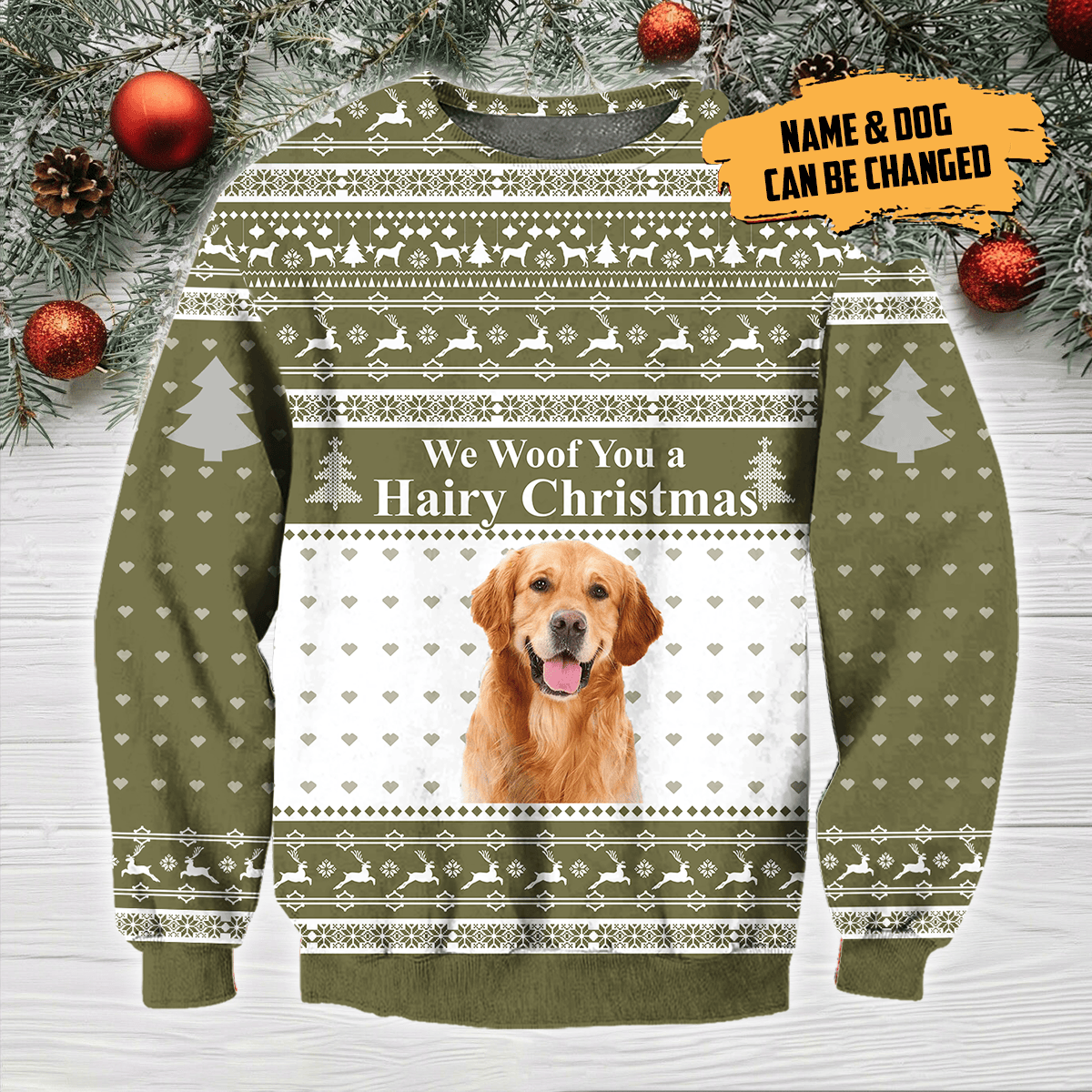 We Wolf You A Hairy Christmas Personalized D All Over Print Hoodie, Christmas Gifts For Dog Lover