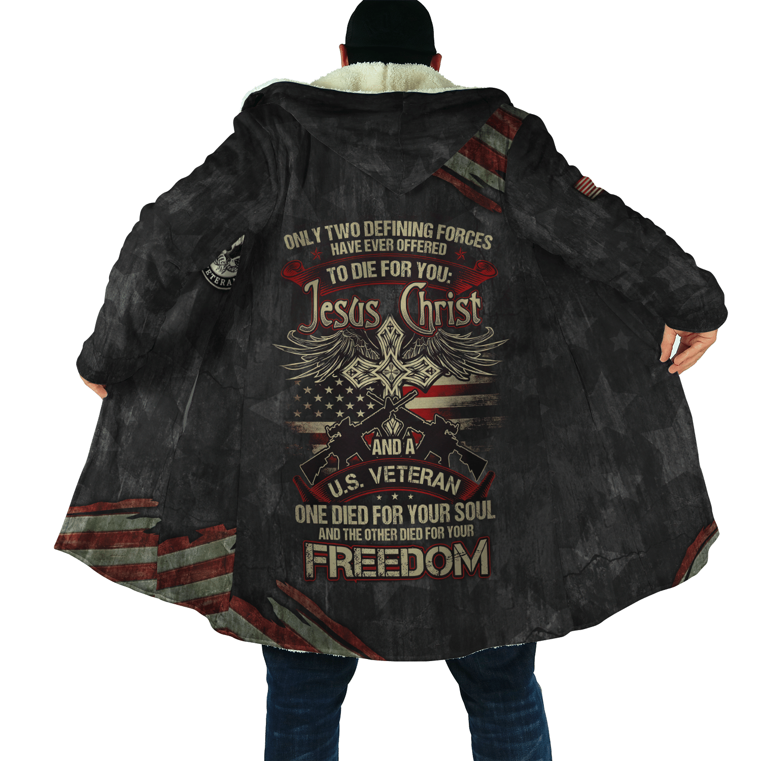 Jesus Christ US Veteran One Died For Our Soul And The Other Died For Your Freedom Hoodie