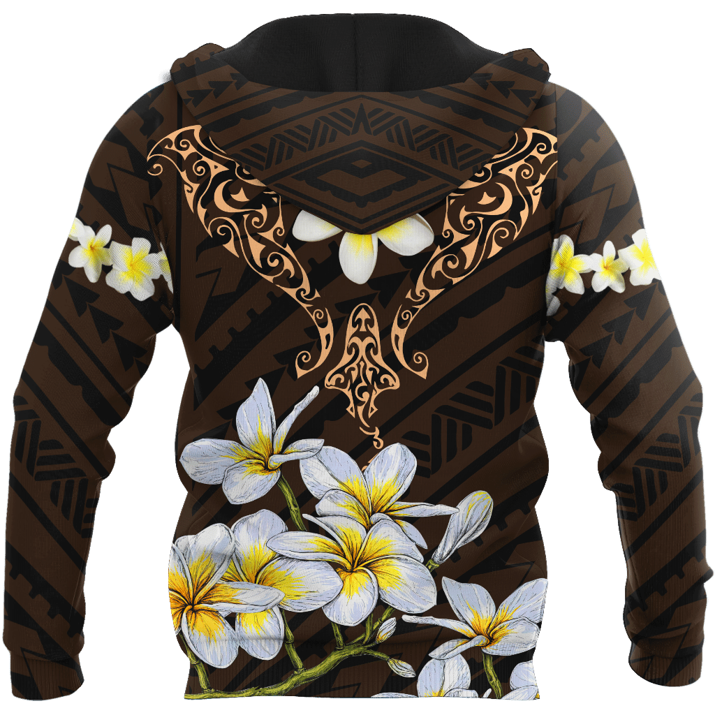 Amazing Polynesian Beautiful Ray And Frangipani Tattoo Unisex Deluxe Hoodie ML