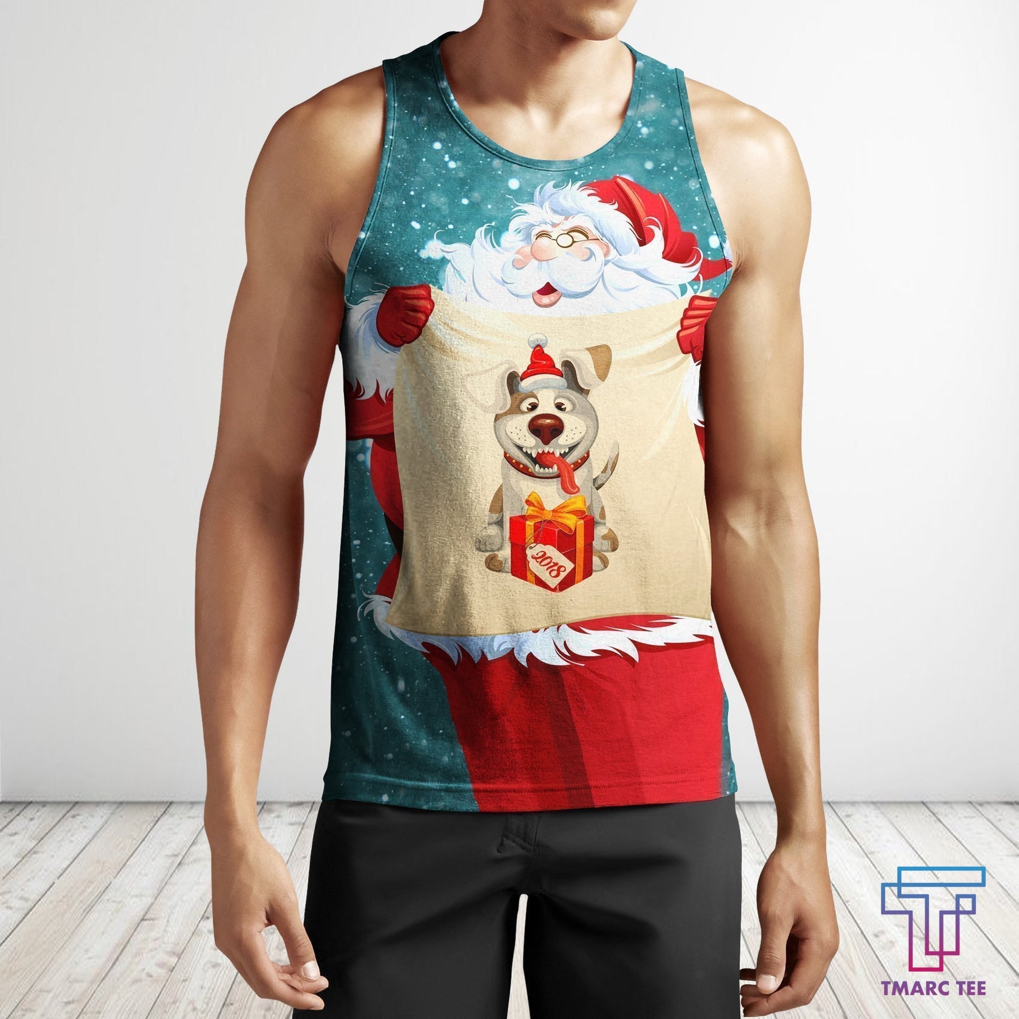 All Over Printed Santa Ugly Christmas and Shorts