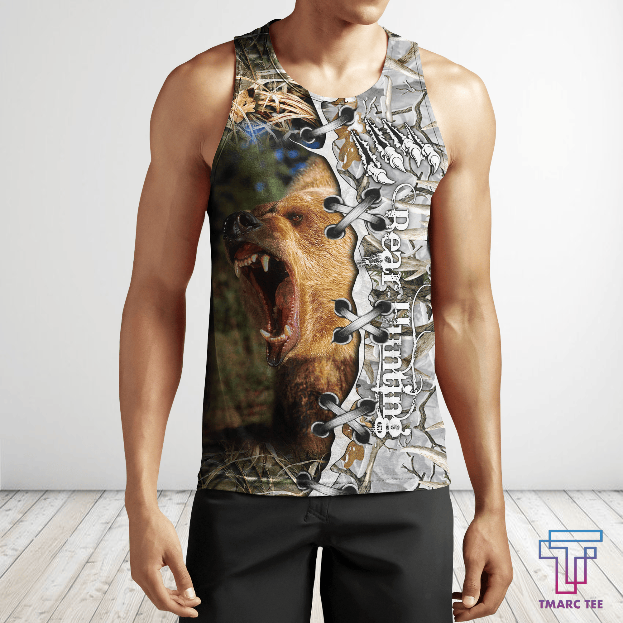 BEAR HUNTING CAMO 3D ALL OVER PRINTED SHIRTS FOR MEN AND WOMEN Pi PL