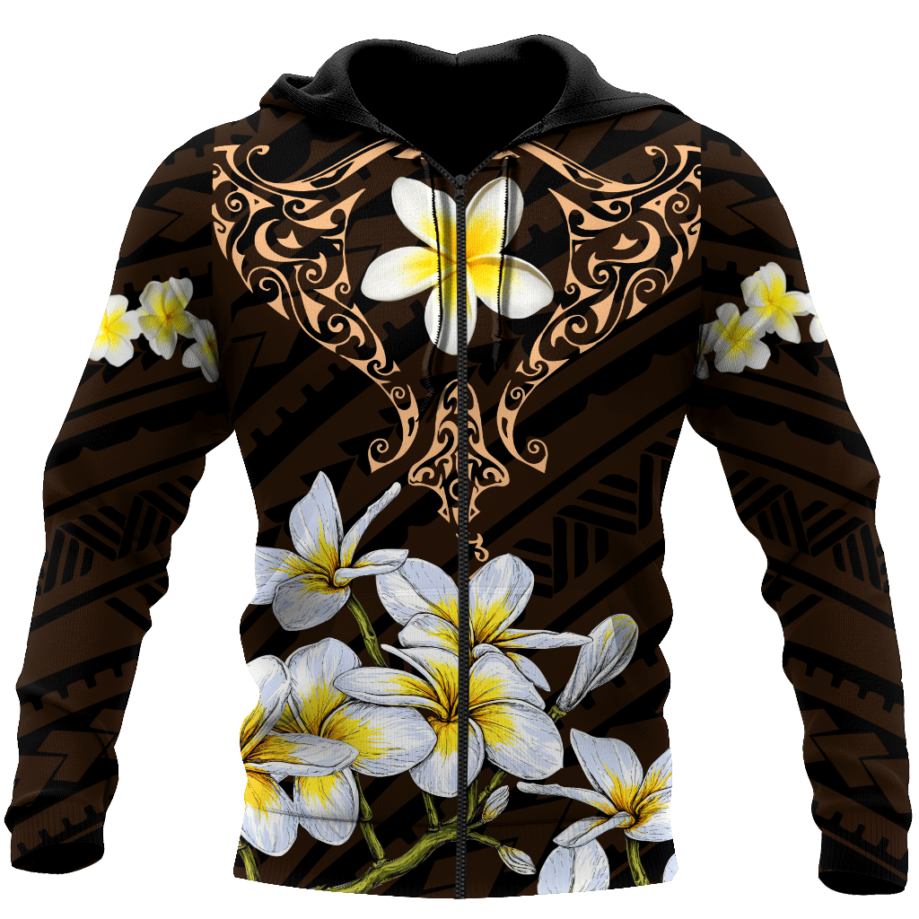 Amazing Polynesian Beautiful Ray And Frangipani Tattoo Unisex Deluxe Hoodie ML