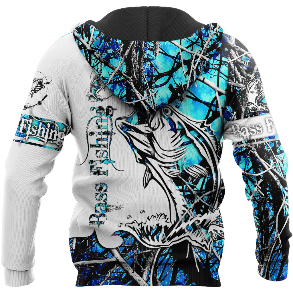 Bass Fishing Sport Blue Camo tattoo D shirts for men and women