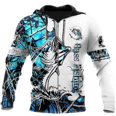 Bass Fishing Sport Blue Camo tattoo D shirts for men and women