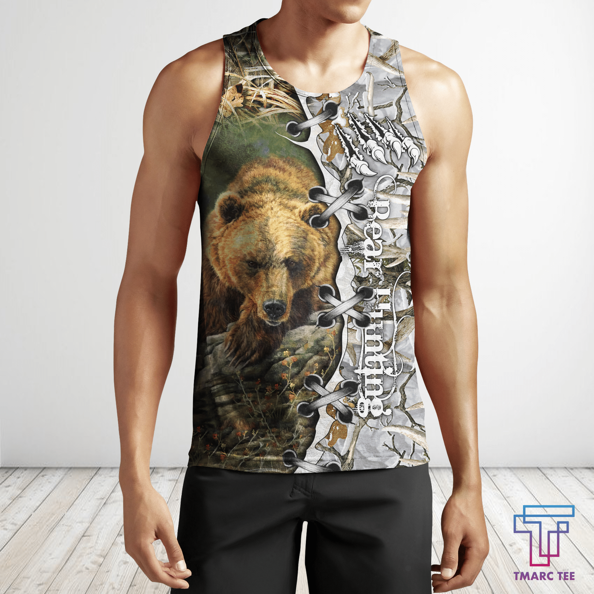 BEAR HUNTING CAMO 3D ALL OVER PRINTED SHIRTS FOR MEN AND WOMEN Pi PL