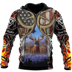 America Flag Hunting Deer Unisex Shirts DA