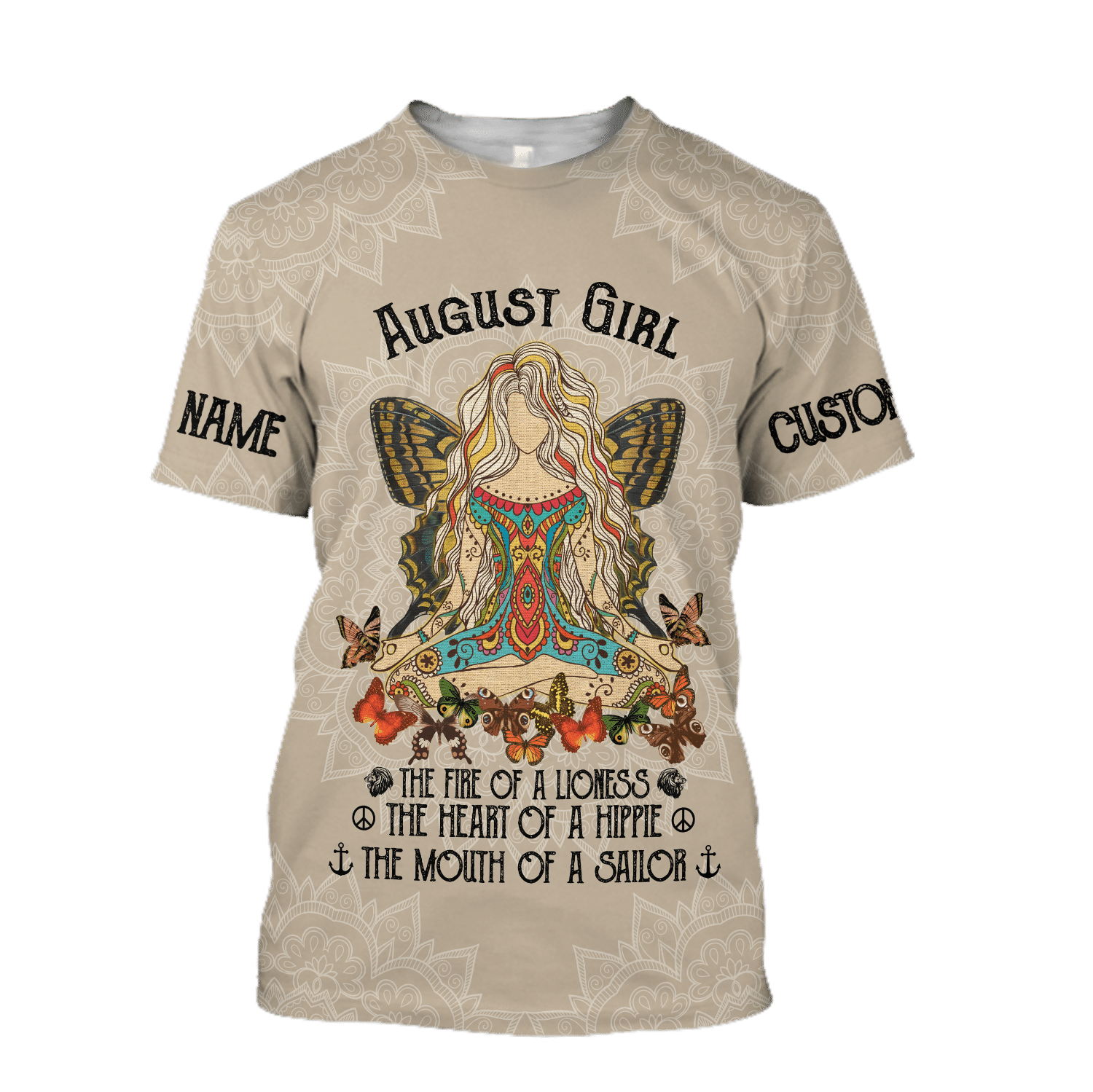 August Girl Hippie Customize Name Shirts For Women TR